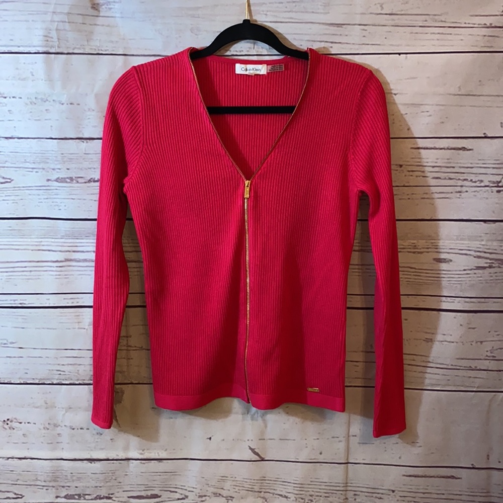 Calvin Klein pink zip up sweater. XS-EUC